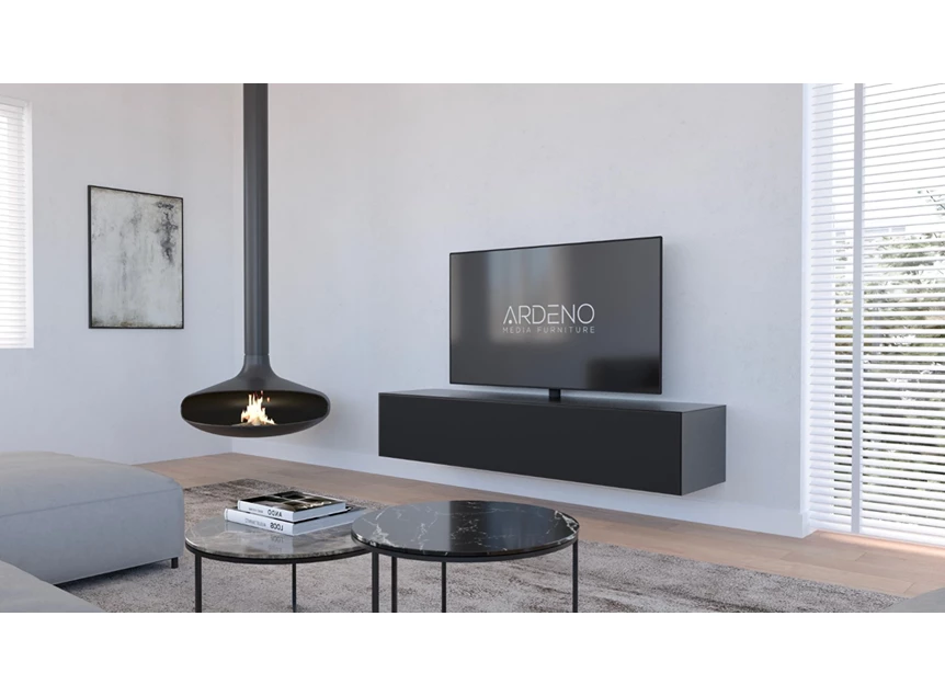 Zijkant Tv-kast Mika 180 hangend mat glas zwart Ardeno