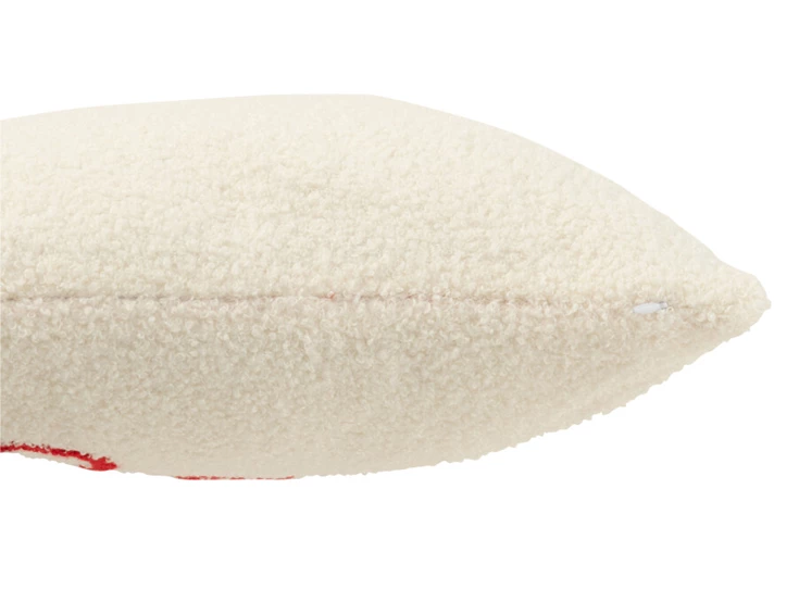 KUSSEN MERRY CHRISTMAS BOUCLÉ WIT/ROOD- zijkant