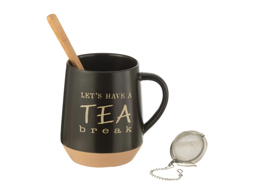 THEETAS+LEPEL+THEEBAL KERAMIEK ZWART- uitgepakt