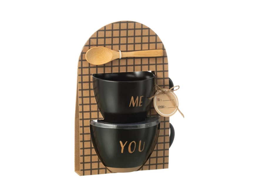 BOX 2 TASSEN KERAMIEK ZWART