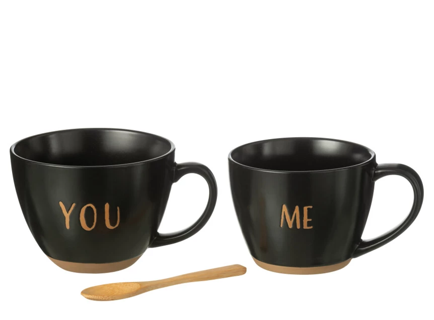 BOX 2 TASSEN KERAMIEK ZWART- uitgepakt