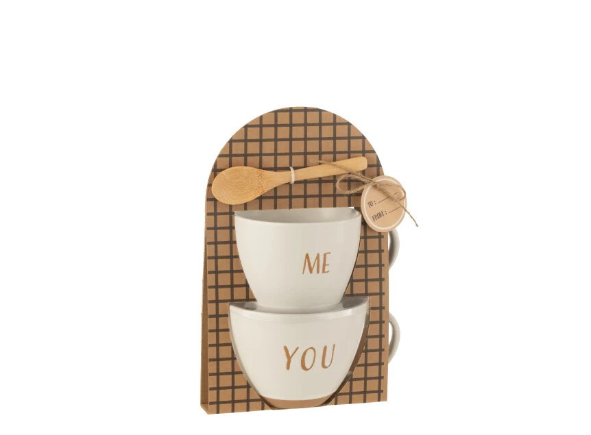 BOX 2 TASSEN KERAMIEK WIT