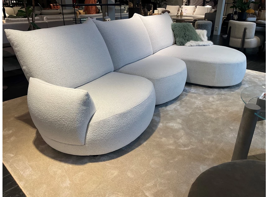 Zijkant Salon Bigfoot stof champagne Passe Partout