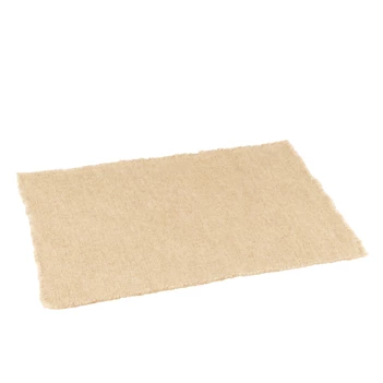 Rechthoekige placemat- gerafelde rand- linnen/katoen- beige