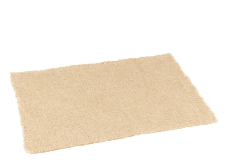Rechthoekige placemat- gerafelde rand- linnen/katoen- beige