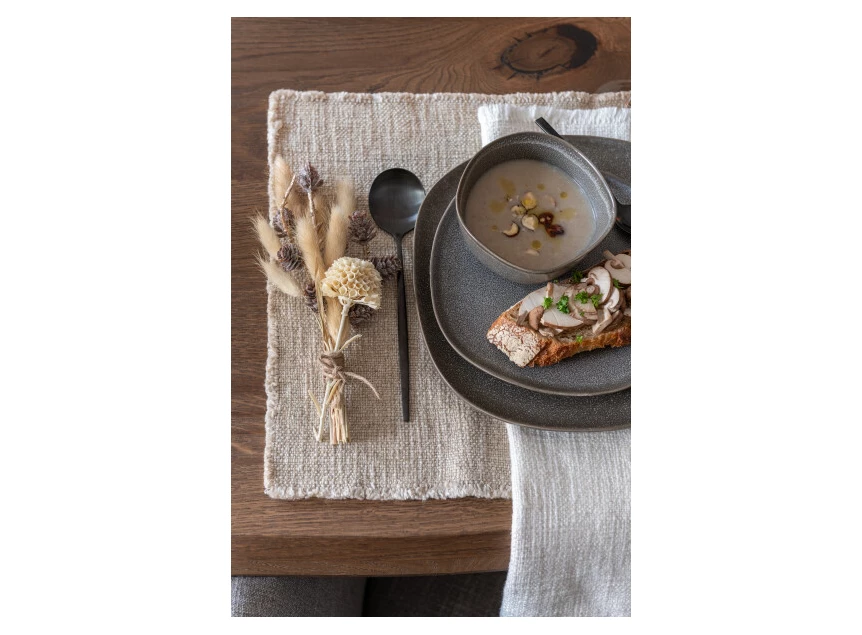 Rechthoekige placemat- gerafelde rand- linnen/katoen- beige- sfeerbeeld