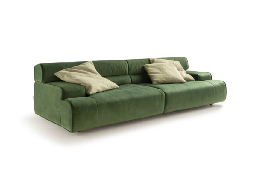 Zijkant Canapé 3-zit salon Colosseo stof fluweel groen Designwerk