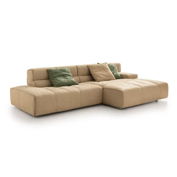 Salon Colosseo met longchair leder zand Designwerk