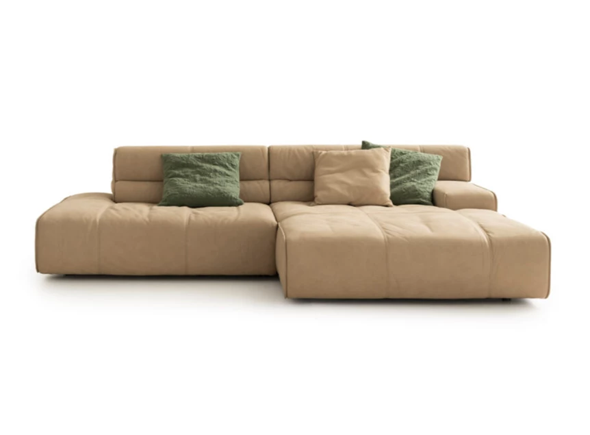 Front Salon Colosseo met longchair leder zand Designwerk