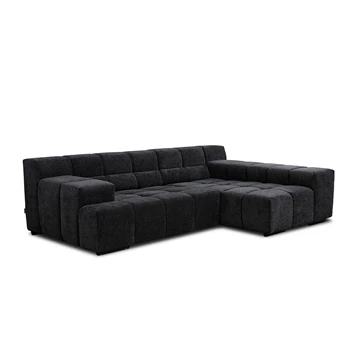 Salon Temple met longchair stof zwart Designwerk