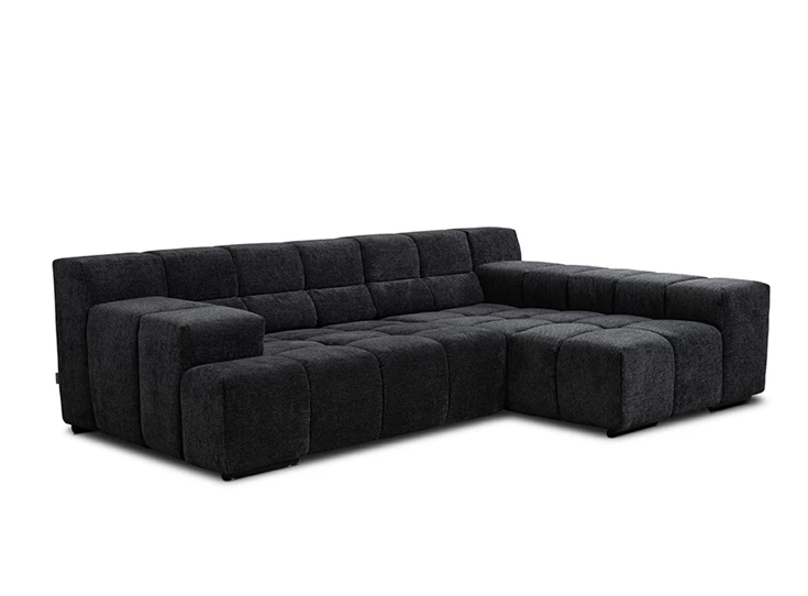 Salon Temple met longchair stof zwart Designwerk