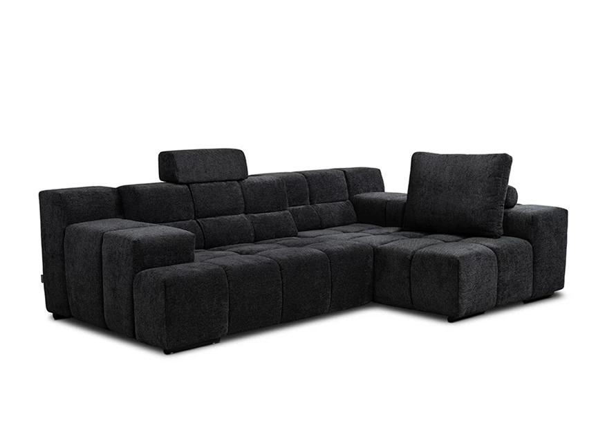 Zijkant Salon Temple met longchair stof zwart Designwerk