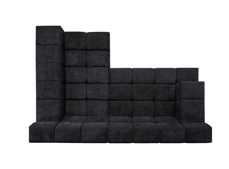 Bovenkant Salon Temple met longchair stof zwart Designwerk