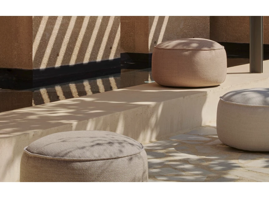 Sfeerfoto Poef Donut outdoor pouf XL marsala check 20077 Ethnicraft