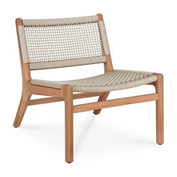 Bijzetzetel Teak Jack Outdoor lounge chair woven beige cord 10223 Ethnicraft