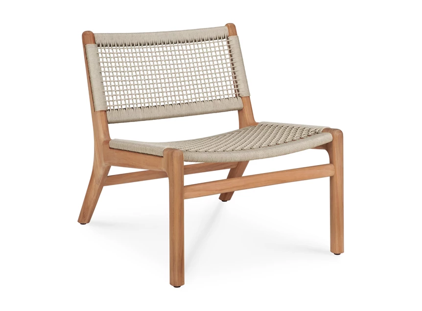 Bijzetzetel Teak Jack Outdoor lounge chair woven beige cord 10223 Ethnicraft