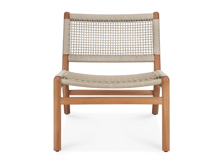 Front Bijzetzetel Teak Jack Outdoor lounge chair woven beige cord 10223 Ethnicraft