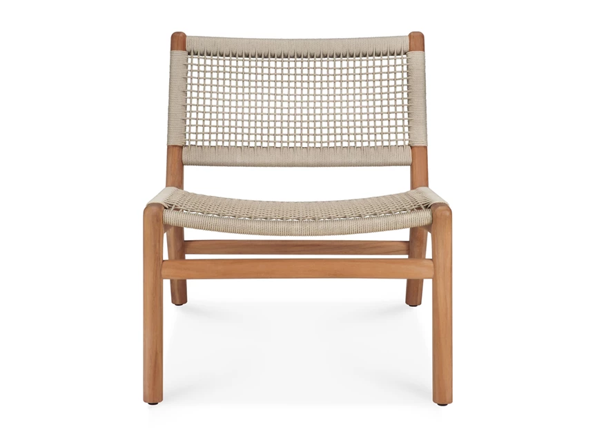 Front Bijzetzetel Teak Jack Outdoor lounge chair woven beige cord 10223 Ethnicraft