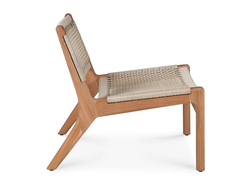 Zijkant Bijzetzetel Teak Jack Outdoor lounge chair woven beige cord 10223 Ethnicraft