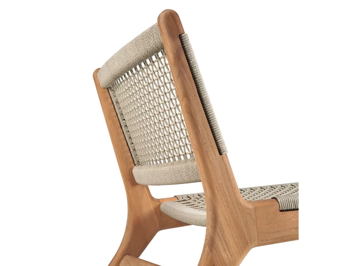 Rugleuning Bijzetzetel Teak Jack Outdoor lounge chair woven beige cord 10223 Ethnicraft
