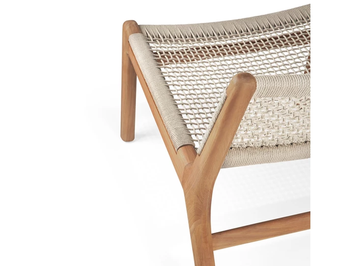 Bovenkant Bijzetzetel Teak Jack Outdoor lounge chair woven beige cord 10223 Ethnicraft