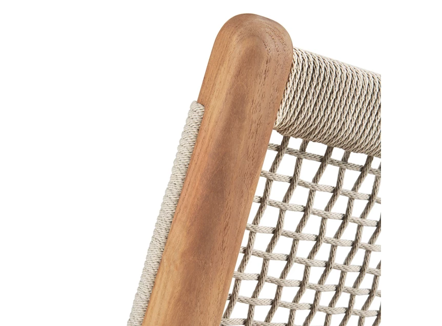 Houten structuur Bijzetzetel Teak Jack Outdoor lounge chair woven beige cord 10223 Ethnicraft