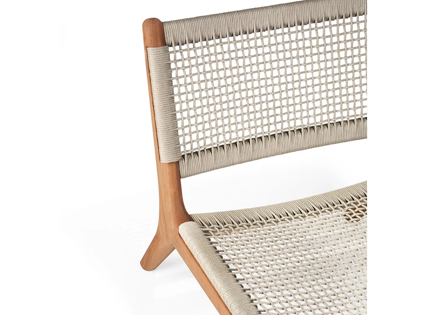 Zitvlak Bijzetzetel Teak Jack Outdoor lounge chair woven beige cord 10223 Ethnicraft