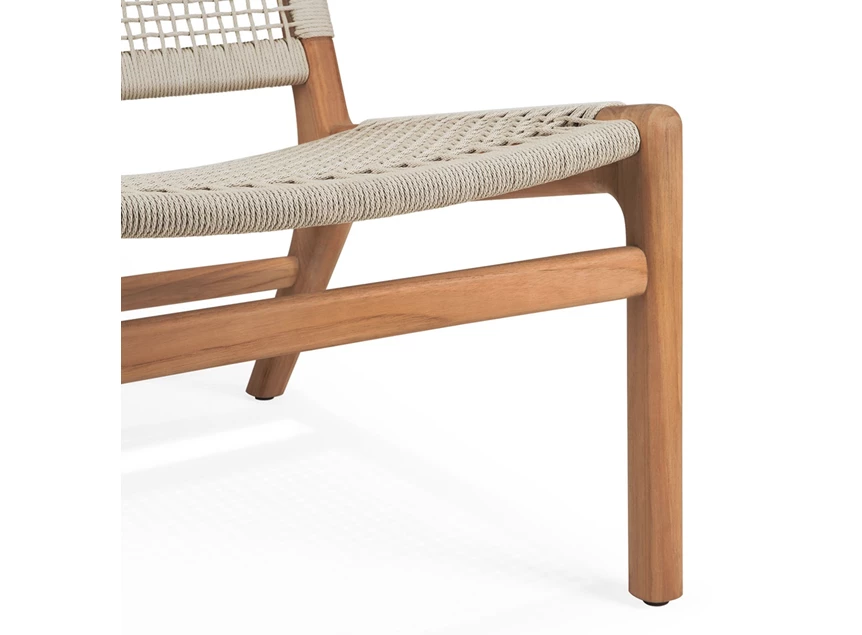 Onderstel Bijzetzetel Teak Jack Outdoor lounge chair woven beige cord 10223 Ethnicraft