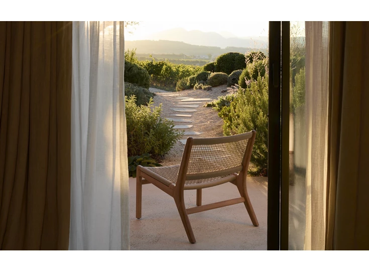 Avond Bijzetzetel Teak Jack Outdoor lounge chair woven beige cord 10223 Ethnicraft