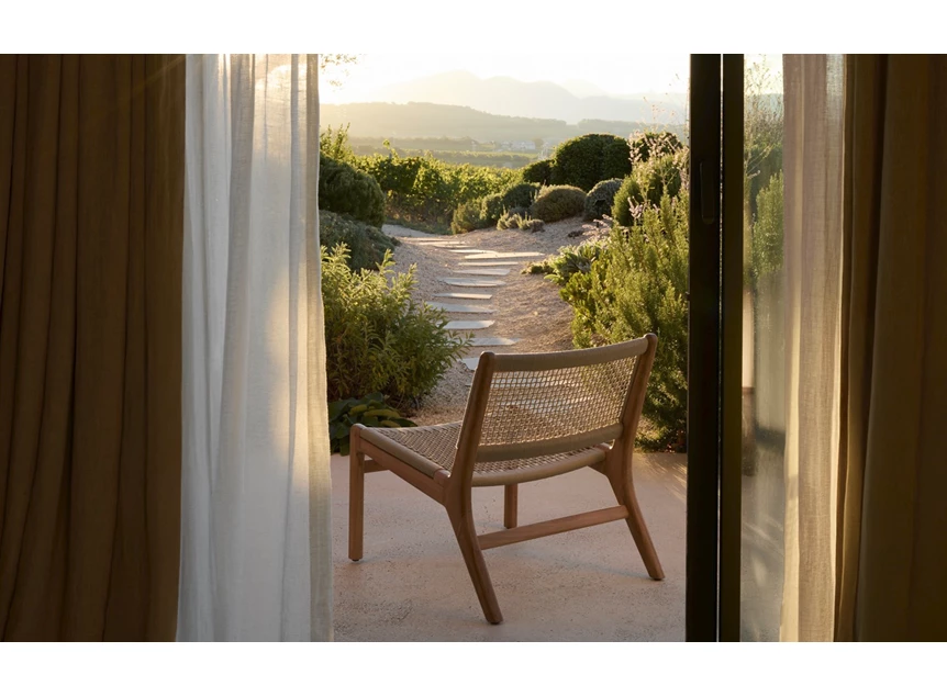 Avond Bijzetzetel Teak Jack Outdoor lounge chair woven beige cord 10223 Ethnicraft