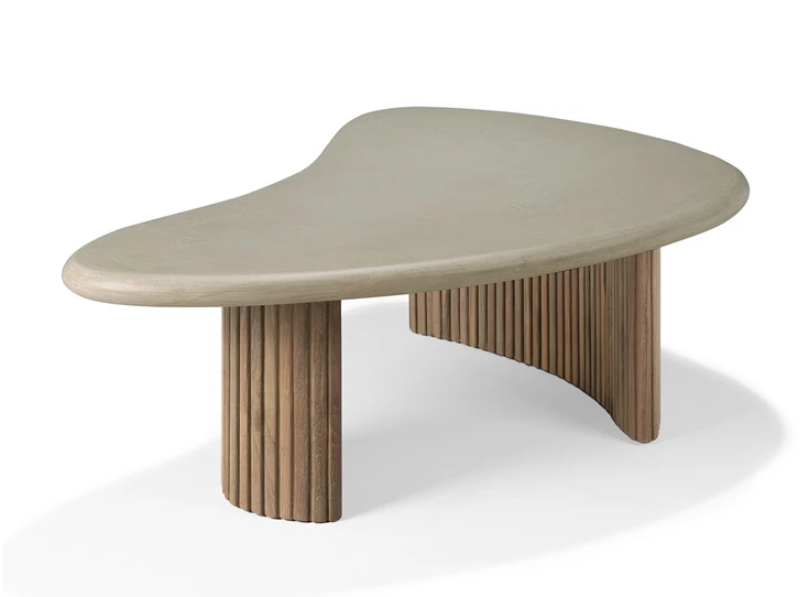 Zijkant Salontafel Boomerang outdoor coffee table pebble concrete 11237 Ethnicraft