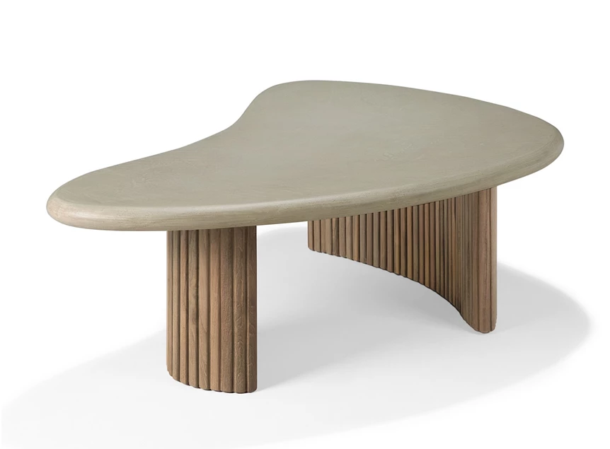 Zijkant Salontafel Boomerang outdoor coffee table pebble concrete 11237 Ethnicraft