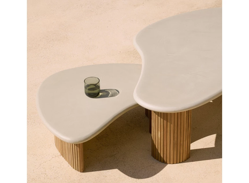 Bovenkant Salontafel Boomerang outdoor coffee table pebble concrete 11237 Ethnicraft