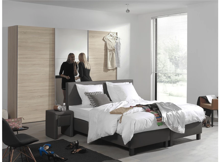 promotie boxspring 180x200 antraciet kunstleder inclusief matras