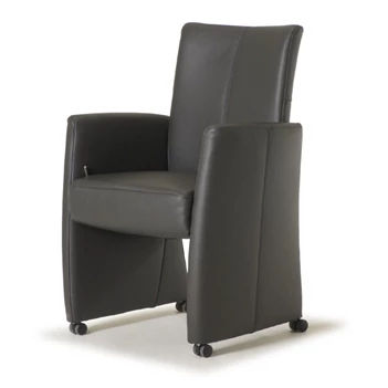 Armstoel Evi leder zwart op wielen De Toekomst