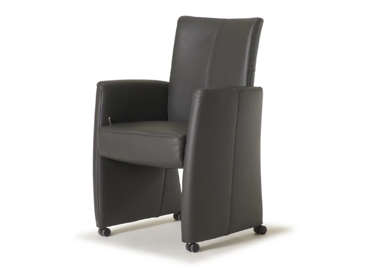 Armstoel Evi leder zwart op wielen De Toekomst