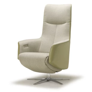 Elektrische Relax Twice Pro TW082N combi leder groen stof beige De Toekomst