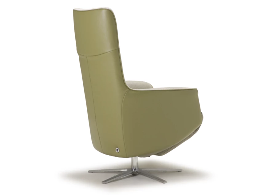 Achterkant Elektrische Relax Twice Pro TW082N combi leder groen stof beige De Toekomst