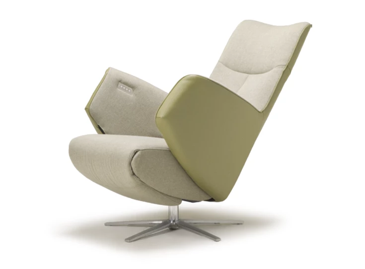 Verstelbare rugleuning Elektrische Relax Twice Pro TW082N combi leder groen stof beige De Toekomst