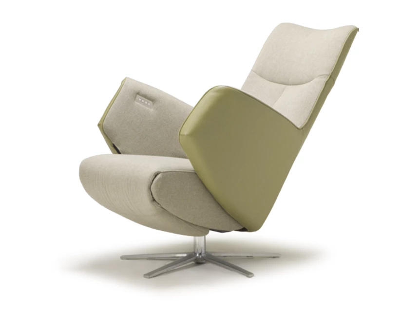 Verstelbare rugleuning Elektrische Relax Twice Pro TW082N combi leder groen stof beige De Toekomst