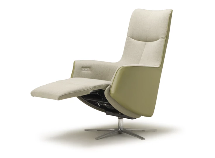 Verstelbaar voeteneinde Elektrische Relax Twice Pro TW082N combi leder groen stof beige De Toekomst
