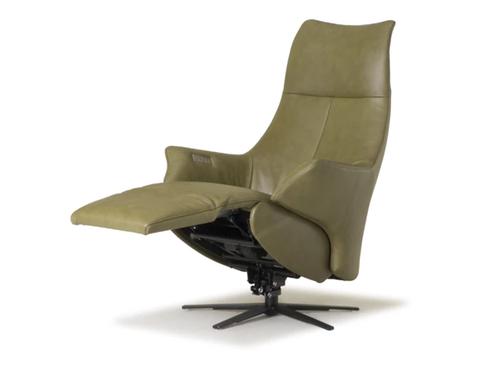 Verstelbaar voeteneinde Elektrische Relax Twice Pro TW145N leder khaki groen De Toekomst
