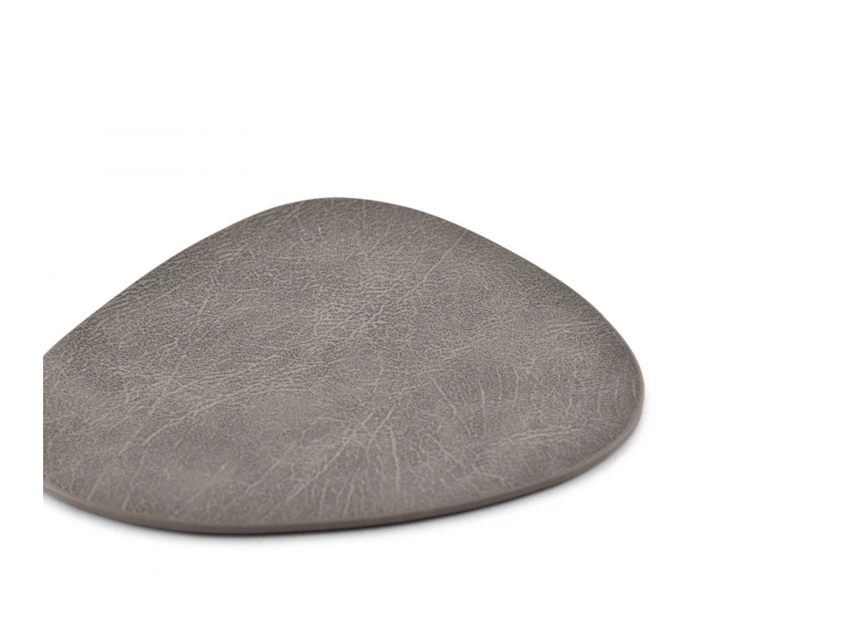 Layer glasonderzetter- lederlook- grijs- 11x10cm- set4 2