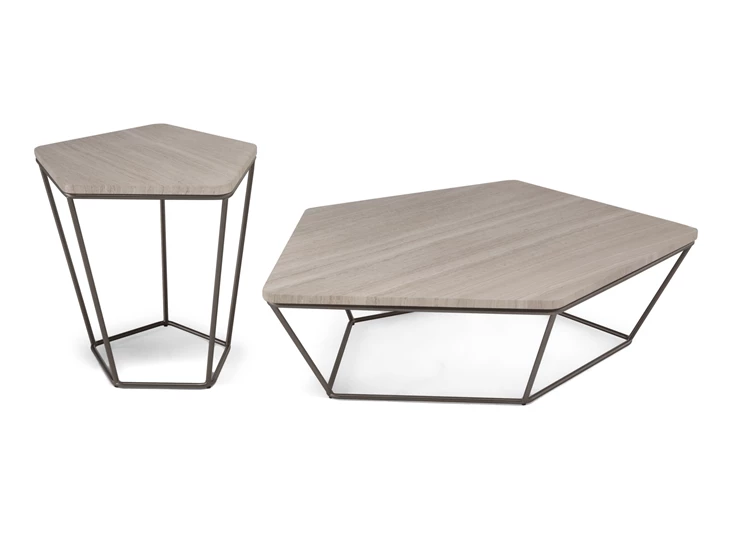 Set salontafel Bijzettafel Chocolat T108MZS Athens Silver Cream marble Natuzzi Italia