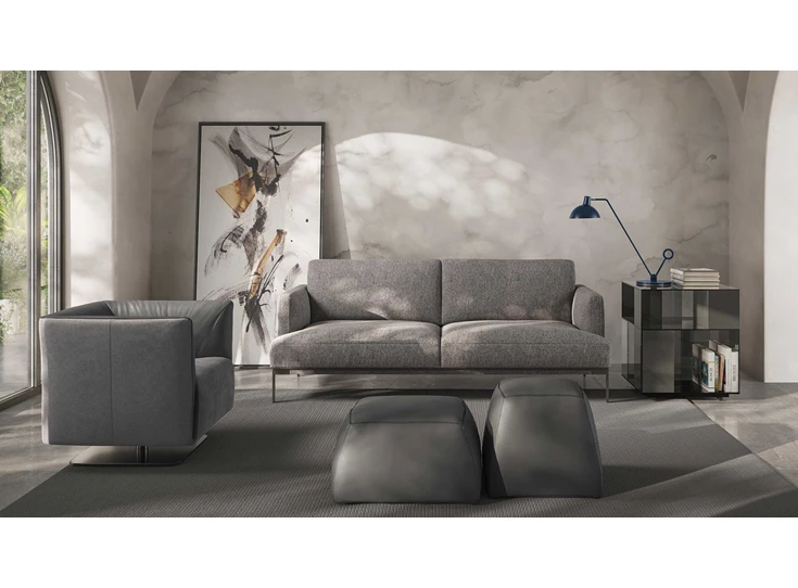 Sfeerfoto Bijzetzetel Dodi draaivoet 3050 combi leder stof Natuzzi Italia