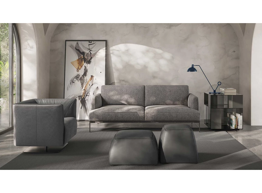Sfeerfoto Bijzetzetel Dodi draaivoet 3050 combi leder stof Natuzzi Italia