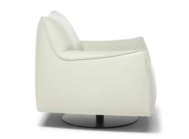 Zijkant Bijzetzetel Dolly 2899 draaivoet leder wit Natuzzi Italia