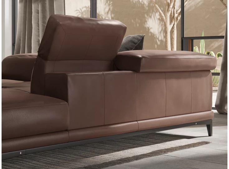 Achterkant Sfeerfoto Hoeksalon Borghese 2826 unit 018 481 leder bruin Natuzzi Italia
