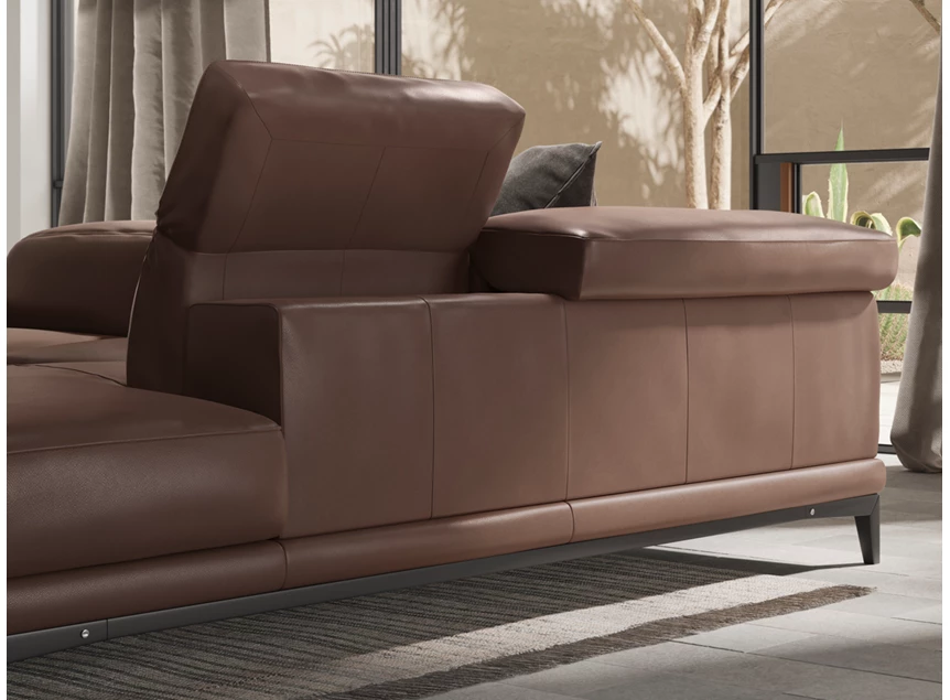Achterkant Sfeerfoto Hoeksalon Borghese 2826 unit 018 481 leder bruin Natuzzi Italia