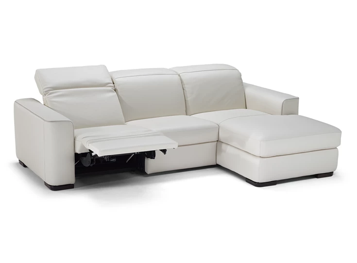 Verstelbaar voeteneinde Zetel Diesis 2828 met longchair en relax leder beige Natuzzi Italia